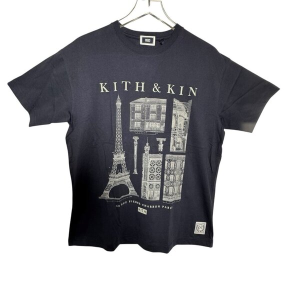 Kith & Kin Paris Architecture Mens t-shirt Navy Blue size Small NWT - Picture 2 of 10